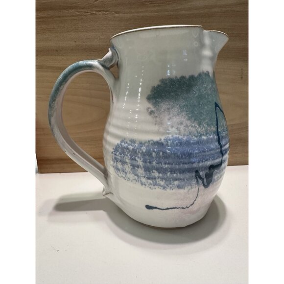 Vintage Art Pottery 80s style Pitcher Flower Vase signed Brenner ? Brennon ? - Picture 4 of 7